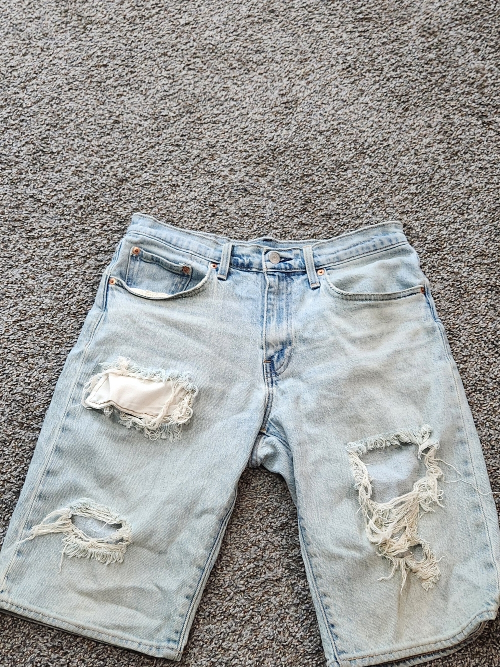 Levi's 502 Light Wash Distressed Denim Shorts